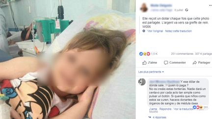 Photo publiée sur Facebook appelant au partage&nbsp;pour générer des dons, reversés à la victime. (CAPTURE D'ÉCRAN FACEBOOK)