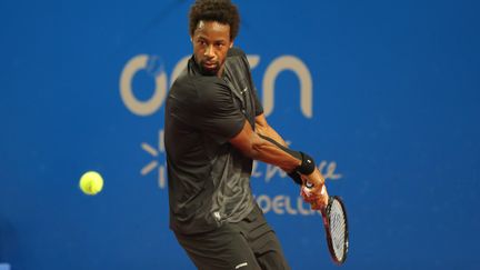 Gaël Monfils lors de l'Open Sud de France 2022, le 3 février 2022. (LAURENT LAIRYS / MAXPPP)