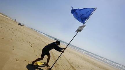 Installation du Pavillon bleu sur les plages dites "propres" (AFP - Patrick Bernard)