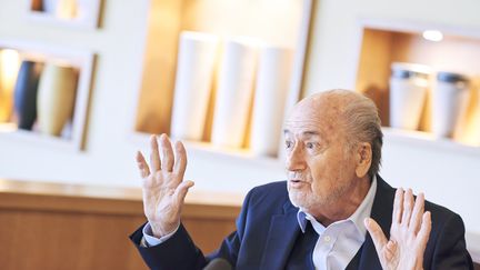 Sepp Blatter, ex-président de la Fifa, le 21 avril 2017, à Zurich (Suisse). (Photo d'illustration) (MICHAEL BUHOLZER / AFP)