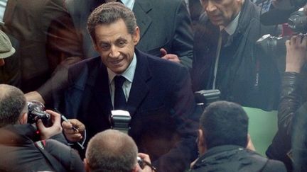 Nicolas Sarkozy arrive à Tourcoing (Nord), le 23 février 2012. (AFP - François Lo Presti)