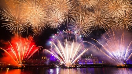 Le feu d'artifice à Londres (Royaume-Uni), le 1er janvier 2020, avant la pandémie de Covid-19 et les restrictions sanitaires. (VICKIE FLORES / ANADOLU AGENCY / AFP)