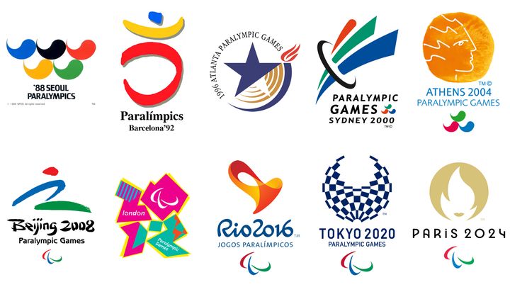 L'évolution des logos des Jeux Paralympiques au cours des cinq dernières années "Taegeuks" Séoul, devenue trois, a ensuite été redessinée et renommée agitos à partir de Pékin 2008. (COMITES D'ORGANISATION / ICP)