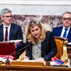 La présidente de l'Assemblée nationale, Yaël Braun-Pivet, au perchoir du Palais-Bourbon, à Paris, le 17 février 2023. (AMAURY CORNU / HANS LUCAS / AFP)