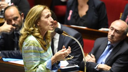 La ministre de la Justice Nicole Belloubet, le&nbsp;10 octobre 2017, à&nbsp;l'Assemblée nationale. (BERTRAND GUAY / AFP)