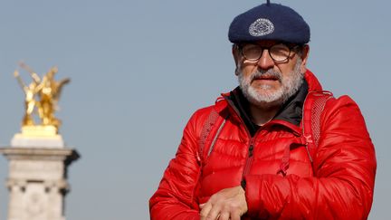 Patrick Maurin, élu local de Marmande (Lot-et-Garonne), à son arrivée à Paris après sa marche, le 22 février 2019. (FRANCOIS GUILLOT / AFP)