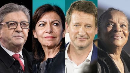 Jean-Luc Mélenchon, Anne Hidalgo, Yannick Jadot et Christiane Taubira. (ANDREA SAVORANI NERI/NURPHOTO VIA AFP - THOMAS SAMSON/AFP - MAGALI COHEN-HANS LUCAS VIA AFP - IDRISS BIGOU-GILLES HANS LUCAS VIA AFP)