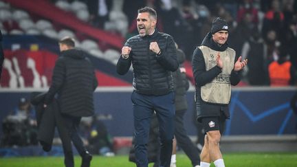 Jocelyn Gourvennec a exprimé sa satisfaction après la deuxième victoire de rang du Losc en Ligue des champions. (MATTHIEU MIRVILLE / DPPI via AFP)