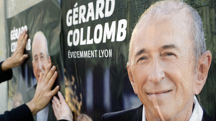 Le maire de Lyon, G&eacute;rard Collomb, a &eacute;t&eacute; r&eacute;&eacute;lu pour un troisi&egrave;me mandat, dimanche 30 mars. (PHILIPPE DESMAZES / AFP)