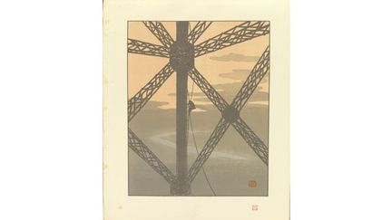 Henri Rivière, lithographie Plate 36, The Painter in the Tower, from Thirty-Six Views of the Eiffel Tower, 1888-1902.
 (Fine Arts Museums of San Francisco, Achenbach Foundation fr Graphic Arts)