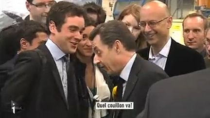 Nicolas Sarkozy &eacute;tait en d&eacute;placement dans la Marne, le 15 mars 2012. (CAPTURE FTVI)