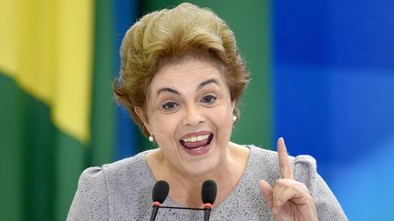 La présidente brésilienne Dilma Rousseff, le 22 mars 2016 à Brasilia (Brésil). (ANDRESSA ANHOLETE / AFP)