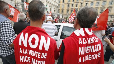 Des employ&eacute;s de "Nice-Matin", le 4 juin 2014, &agrave; Nice (Alpes-Maritimes). (VALERY HACHE / AFP)