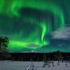 Une aurore boréale dans le ciel de Kolari, en Finlande, le 15 janvier 2022. (IRENE STACHON / LEHTIKUVA)