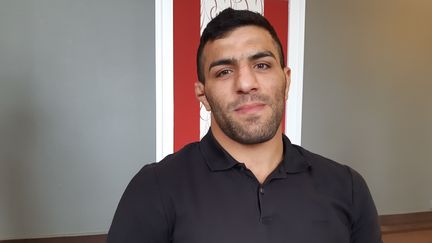 Le judoka iranien Saied Mollei a été contraint de perdre un combat&nbsp;sous la pression des autorités politiques.&nbsp;Il a fait le choix de rompre avec son pays. (FABRICE RIGOBERT / RADIO FRANCE)