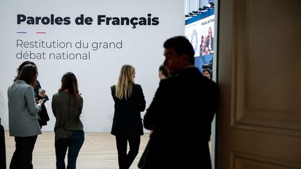 Restitution du Grand débat national au Grand Palais, à Paris, le 8 avril 2019. (THOMAS PADILLA / MAXPPP)