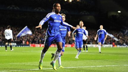 La joie de l'attaquant de Chelsea Didier Drogba