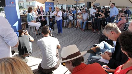 Conf&eacute;rence de presse des Amis de Nicolas Sarkozy, &agrave; Arcachon (Gironde), le 1er septembre 2013. (MAXPPP)