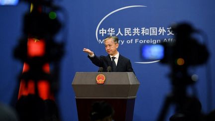 Le porte-parole du ministère des Affaires étrangères chinois, Wang Wenbin, le 9 novembre 2020. (GREG BAKER / AFP)