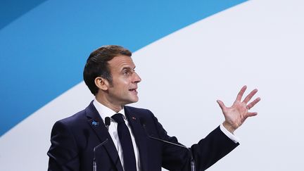 Emmanuel Macron en&nbsp;novembre 2021. (GAO JING / XINHUA / MAXPPP)