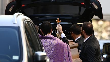 Les obsèques de Charles Aznavour, à l'église arménienne Saint-Jean-Baptiste de Paris, le 6 octobre 2018. (PHILIPPE LOPEZ / AFP)