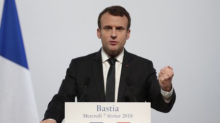 Le président de la République Emmanuel Macron, le 7 février 2018, à Bastia en Corse. (BENOIT TESSIER / POOL)