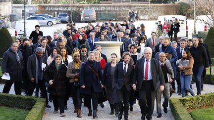 Deputies from the different Nupes parties arrive at the National Assembly, in Paris, February 6, 2023. (LUDOVIC MARIN / AFP)