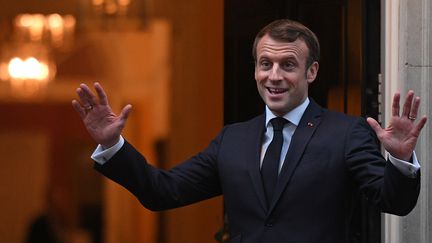 Le président de la République Emmanuel Macron à Londres, mardi 3 décembre 2019, en marge du sommet de l'OTAN. (DANIEL LEAL-OLIVAS / AFP / POOL)