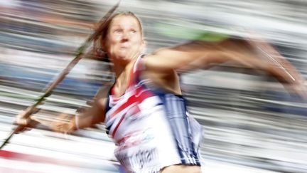 La Britannique Laura Whittingham lors des &eacute;preuves qualificatives de javelot f&eacute;minin aux championnats d'Europe d'athl&eacute;tisme &agrave; Helsinki (Finlande), le 27 juin 2012. (DOMINIC EBENBICHLER / REUTERS)