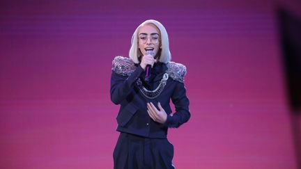 Bilal Hassani, le 26 janvier 2016, lors de la finale de "Destination Eurovision", à La Plaine-Saint-Denis. (MAXPPP)