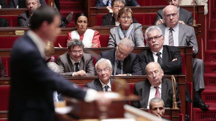 Le discours de politique g&eacute;n&eacute;rale de Manuel Valls, le 8 avril 2014, &agrave; l'Assembl&eacute;e Nationale. (CHRISTOPHE MORIN / MAXPPP)