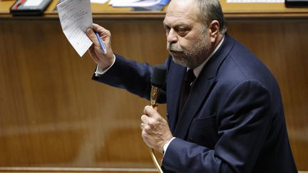 Eric Dupond-Moretti à l'Assemblée nationale, le 7 février 2023. (LUDOVIC MARIN / AFP)