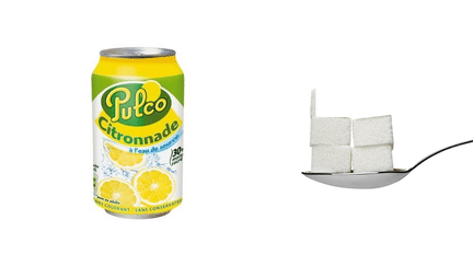 Une canette de 33 cl de Pulco Citronnade contient 20,5 g de sucre, soit 4,1 morceaux. ( DR )