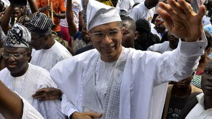 Lionel Zinsou pendant sa campagne électorale le 31 janvier 2016 à Cotonou (Photo AFP)