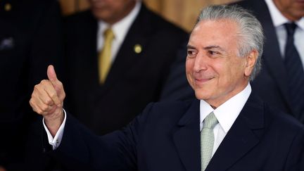 Michel Temer, après le vote au Sénat sur la destitution de Dilma Rousseff, jeudi 12 mai 2016.&nbsp; (ADRIANO MACHADO / REUTERS)