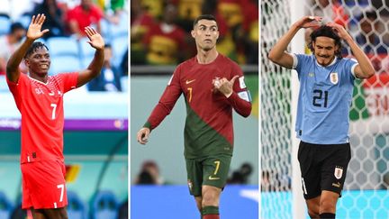 Breel Embolo, Cristiano Ronaldo et Edinson Cavani. (AFP)