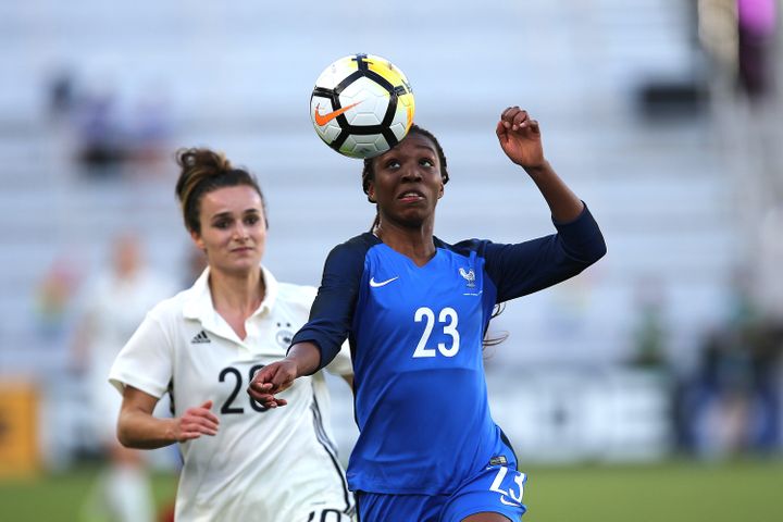 Grace Geyoro, joueuse de l'équipe de France de football, lors d'un match contre l'Allemagne à Orlando (Etats-Unis), le 7 mars 2018. (ALEX MENENDEZ / GETTY IMAGES NORTH AMERICA)