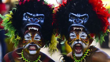 Des participants au carnaval de Barranquilla (Colombie), le 11 f&eacute;vrier 2013. (LUIS ACOSTA / AFP)