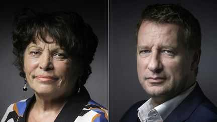 Michèle Rivasi (à gauche) et Yannick Jadot, se sont qualifiés pour le second tour de&nbsp;la primaire écologiste, le 19 octobre 2016. (JOEL SAGET / AFP)