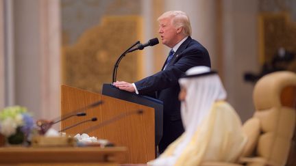 Donald Trump lors de son discours à Riyad, le 21 mai 2017.&nbsp; (BANDAR ALGALOUD / SAUDI KINGDOM  / ANADOLU AGENCY)