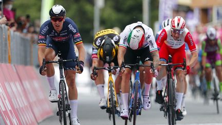 Tim Merlier (Alpecin-Fenix) a devancé les sprinteurs lors de la deuxième étape du Tour d'Italie. (LUCA BETTINI / AFP)