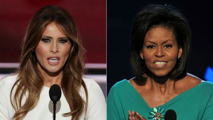 Melania Trump (à gauche) et Michelle Obama (à droite).&nbsp; (ALEX WONG / AFP)