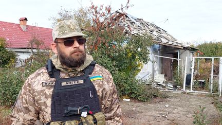 Igor, chef de la section Anubis&nbsp;dans l'armée ukrainienne, dans la région de Kherson. (GAELE JOLY / RADIO FRANCE)