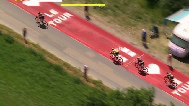 Dans la montée du Col du Télégraphe la Jumbo-Visma attaque Tadej Pogacar. Laporte est alors repris par un quatuor Vingegaard, Roglic, Pogacar, Thomas. Les deux leaders de la TJV harcèlent ensuite tour à tour le maillot jaune.