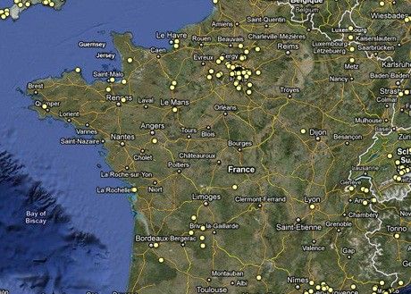 Google map des tournage de films en 2011
 (DR)