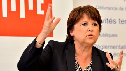 Martine Aubry, maire de Lille (Nord), tient une conférence de presse dans sa commune, le 5 août 2016. (MAXPPP)