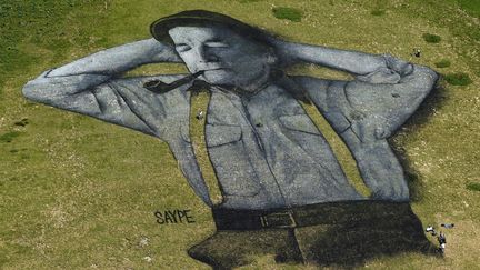 Une fresque de 10.000m², réalisée à la peinture bio par Saype, en Suisse
 (Alain Grosclaude / AFP)