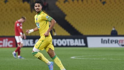 Ludovic Blas a inscrit les deux premiers buts nantais face à Brest en 8es de finale de Coupe de France, le 28 janvier 2022. (SEBASTIEN SALOM-GOMIS / AFP)