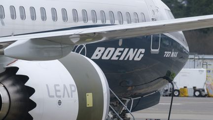 Un Boeing 737 Max à Seattle aux Etats-Unis, le 22 mars 2019.&nbsp; (STEPHEN BRASHEAR / GETTY IMAGES NORTH AMERICA / AFP)