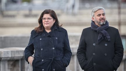 Raquel Garrido et Alexis Corbière, députés La France insoumise, le 16 mars 2023. (FRED DUGIT / MAXPPP)